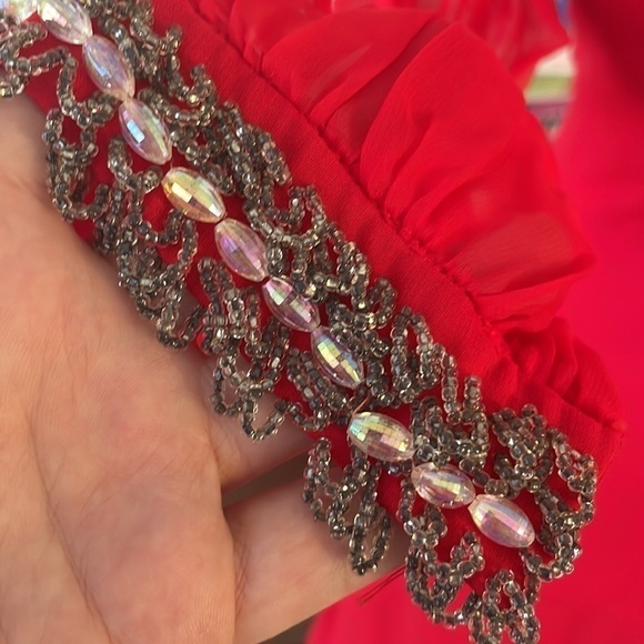 VINTAGE Red silk and Linen RED dress - Picture 5 of 9